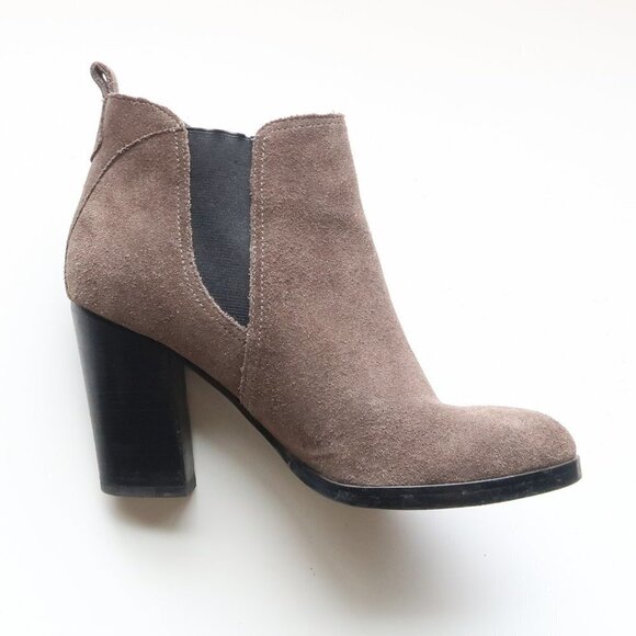 Marc Fisher Taupe Suede Leather Block Heel Ankle Boots / Booties - Picture 9 of 15